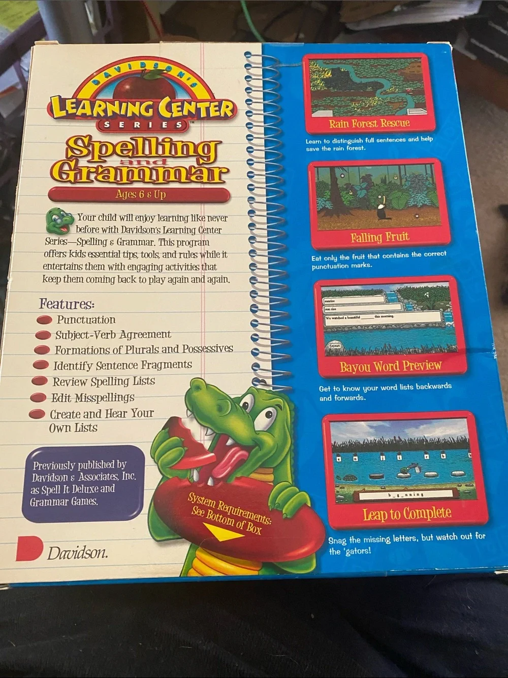 Davidson Learning Center Spelling and Grammar CD-ROM - Bright Blue Cover